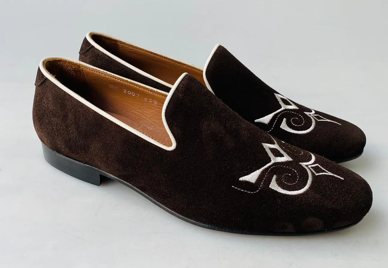 TucciPolo Premium Italian Suede Mens Luxury Brown Slip-on Slippers Loafer Shoe