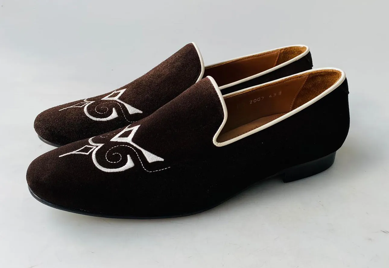 TucciPolo Premium Italian Suede Mens Luxury Brown Slip-on Slippers Loafer Shoe
