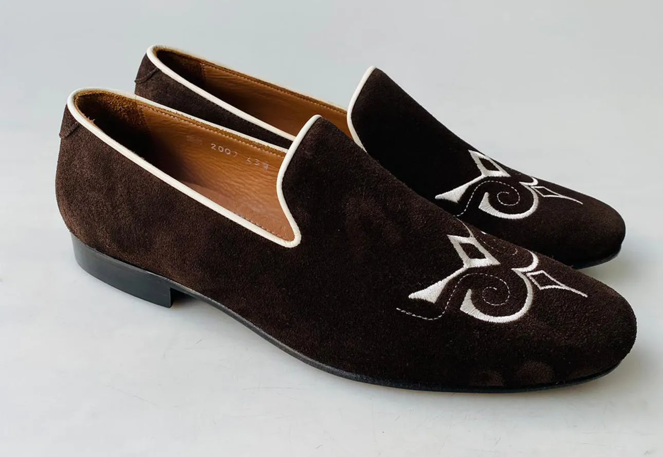 TucciPolo Premium Italian Suede Mens Luxury Brown Slip-on Slippers Loafer Shoe