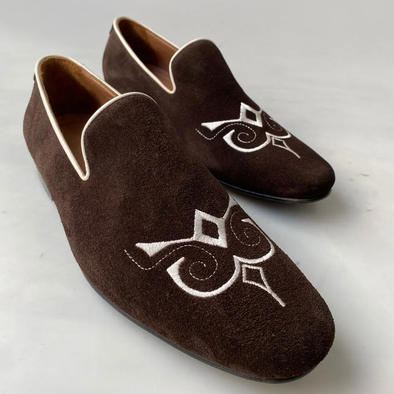TucciPolo Premium Italian Suede Mens Luxury Brown Slip-on Slippers Loafer Shoe