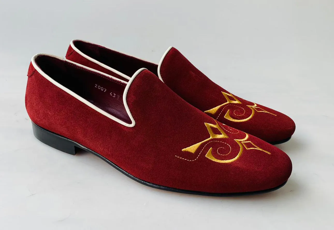 TucciPolo Premium Italian Suede Mens Luxury Red Slip-on Slippers Loafer Shoe