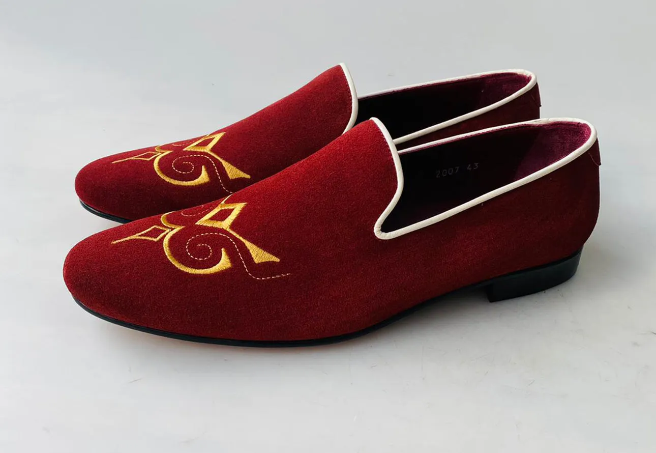 TucciPolo Premium Italian Suede Mens Luxury Red Slip-on Slippers Loafer Shoe