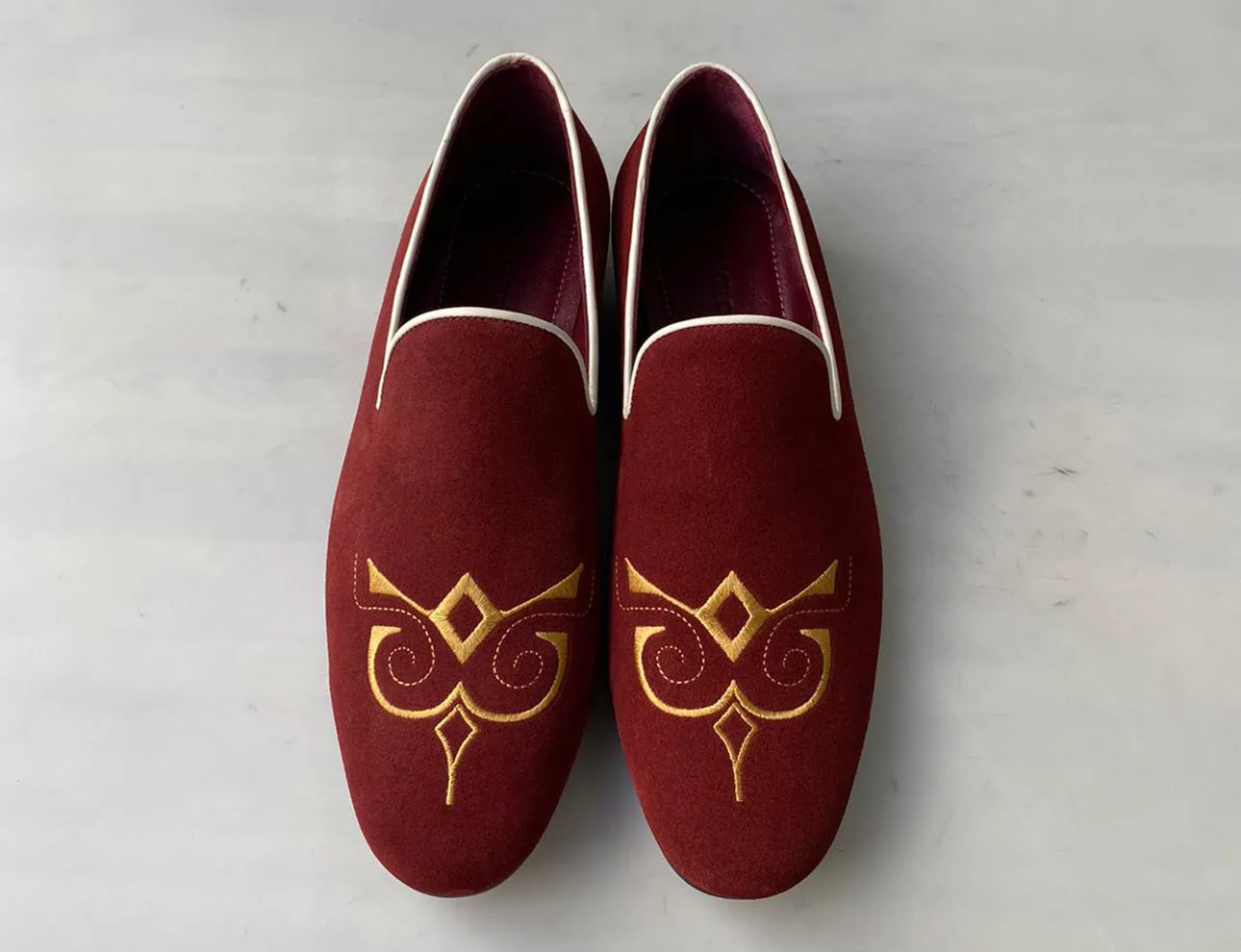 TucciPolo Premium Italian Suede Mens Luxury Red Slip-on Slippers Loafer Shoe