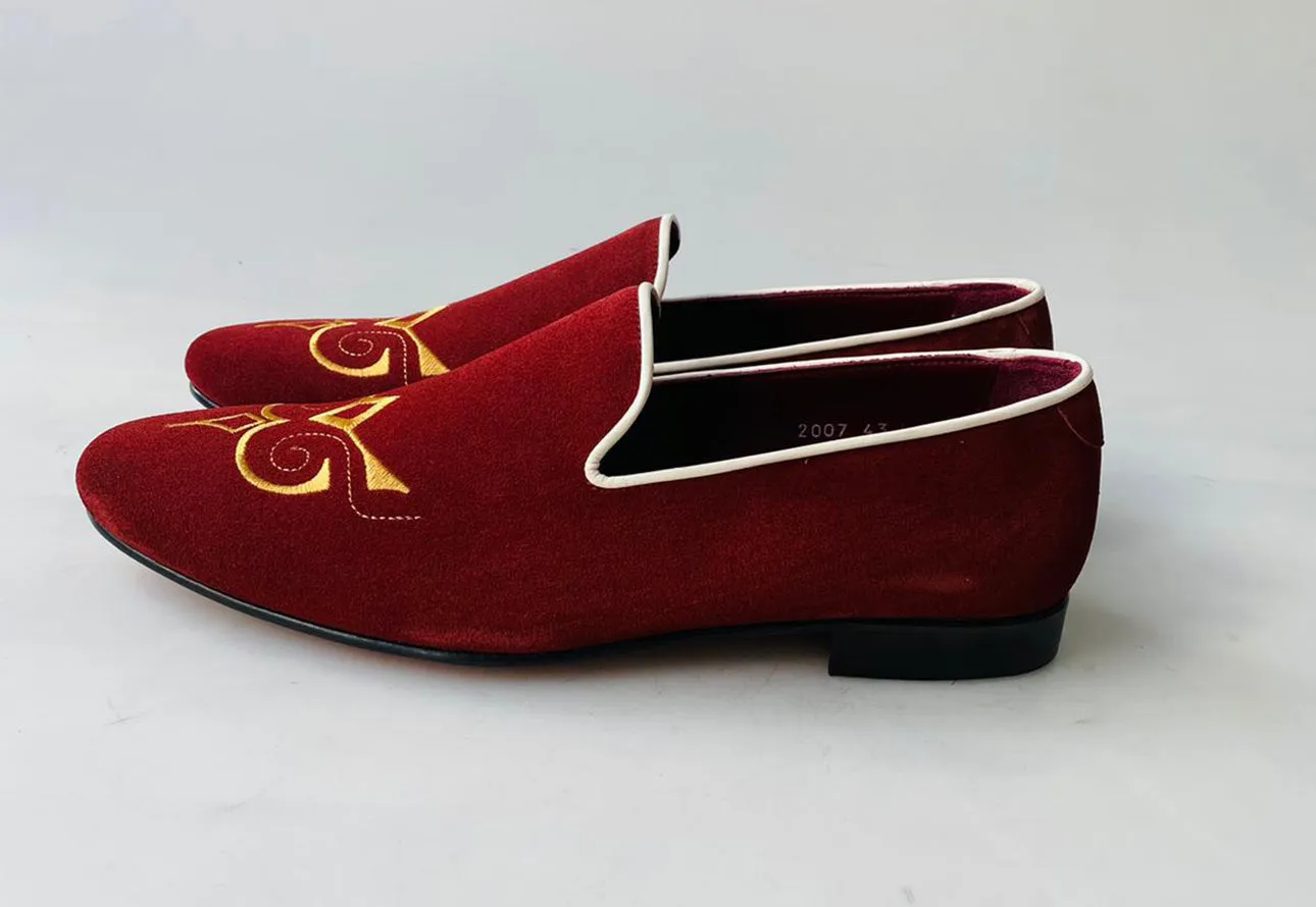 TucciPolo Premium Italian Suede Mens Luxury Red Slip-on Slippers Loafer Shoe