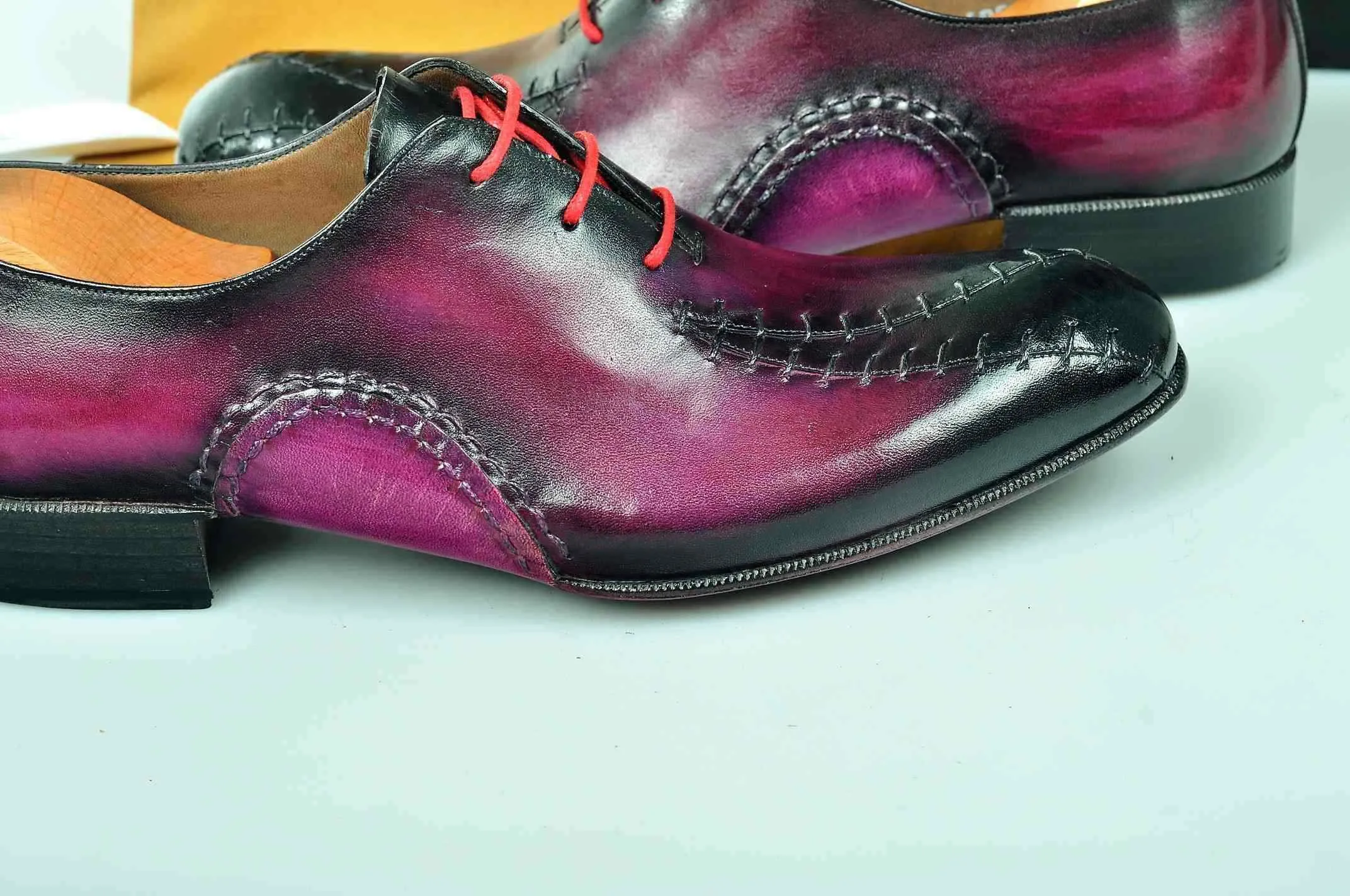 TucciPolo Prestigiously Handcrafted Burnish Purple Luxury Oxford Mens Italian Leather Shoes