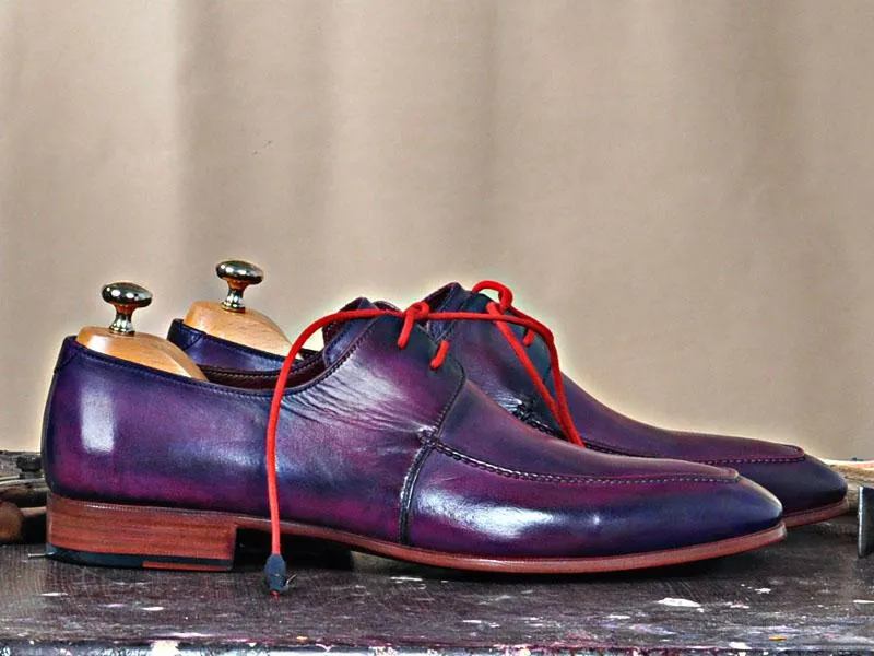 TucciPolo Ravenna Mens Lace-up Italian Leather Luxury Purple Handmade Shoe