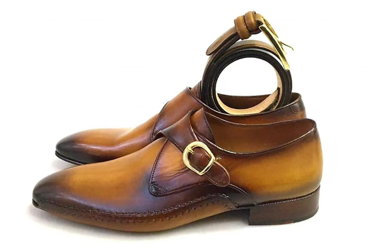 TucciPolo Solel-TP Men's Single-Buckle Monkstraps Italian Leather Handmade Luxury Shoes