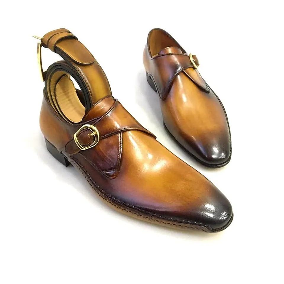 TucciPolo Solel-TP Men's Single-Buckle Monkstraps Italian Leather Handmade Luxury Shoes