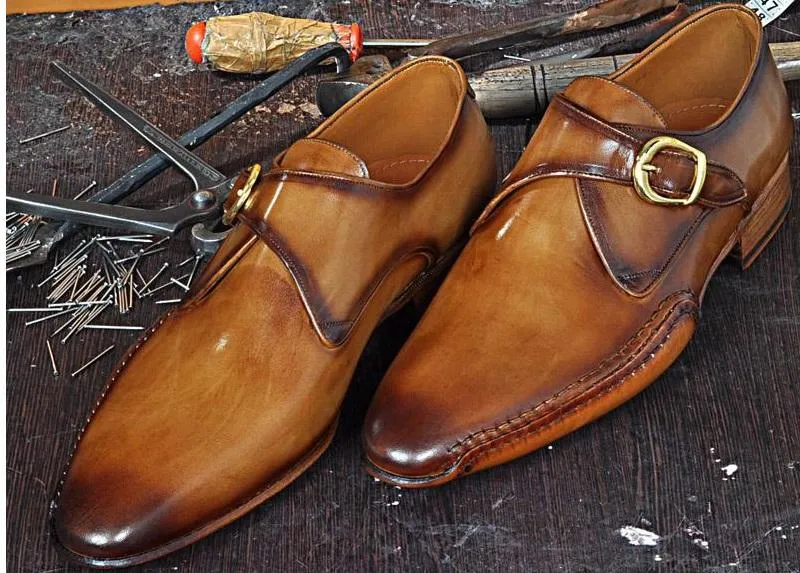 TucciPolo Solel-TP Men's Single-Buckle Monkstraps Italian Leather Handmade Luxury Shoes