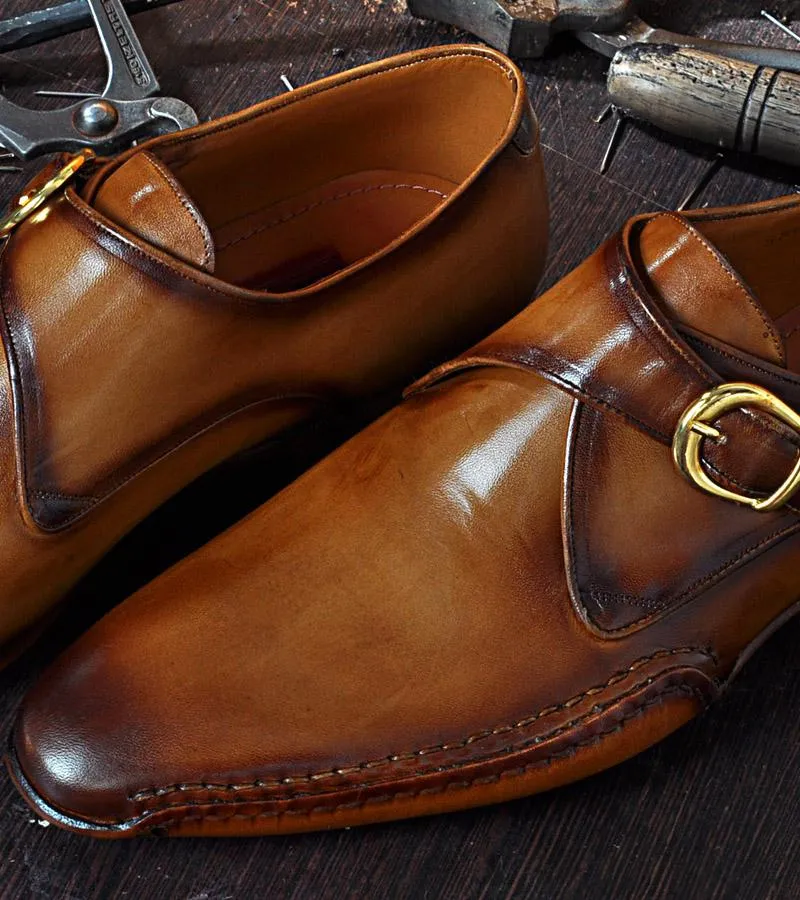 TucciPolo Solel-TP Men's Single-Buckle Monkstraps Italian Leather Handmade Luxury Shoes