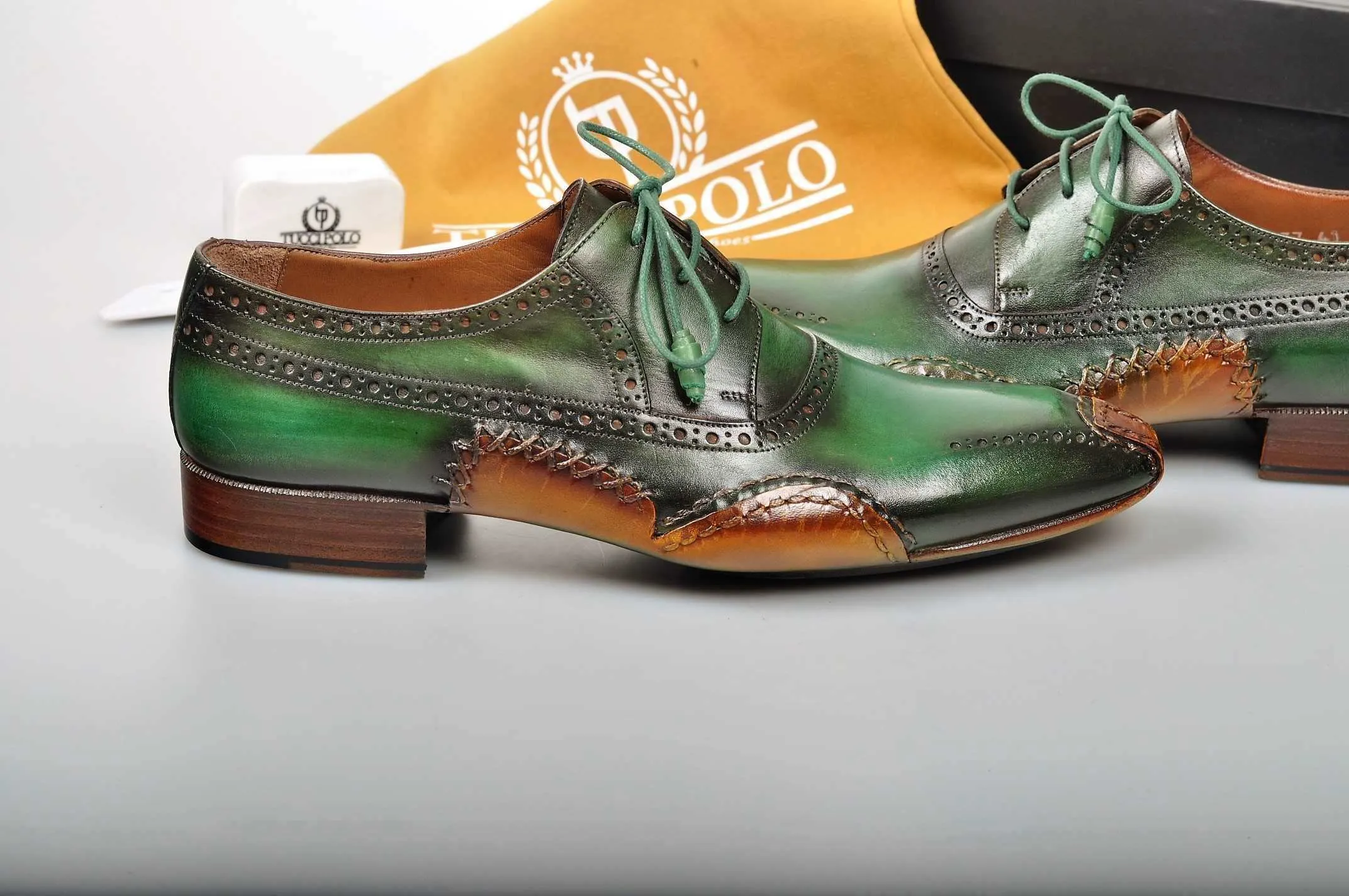 TucciPolo Special Edition Greenish Mens Prestigiously Handcrafted Luxury Italian Leather Shoes