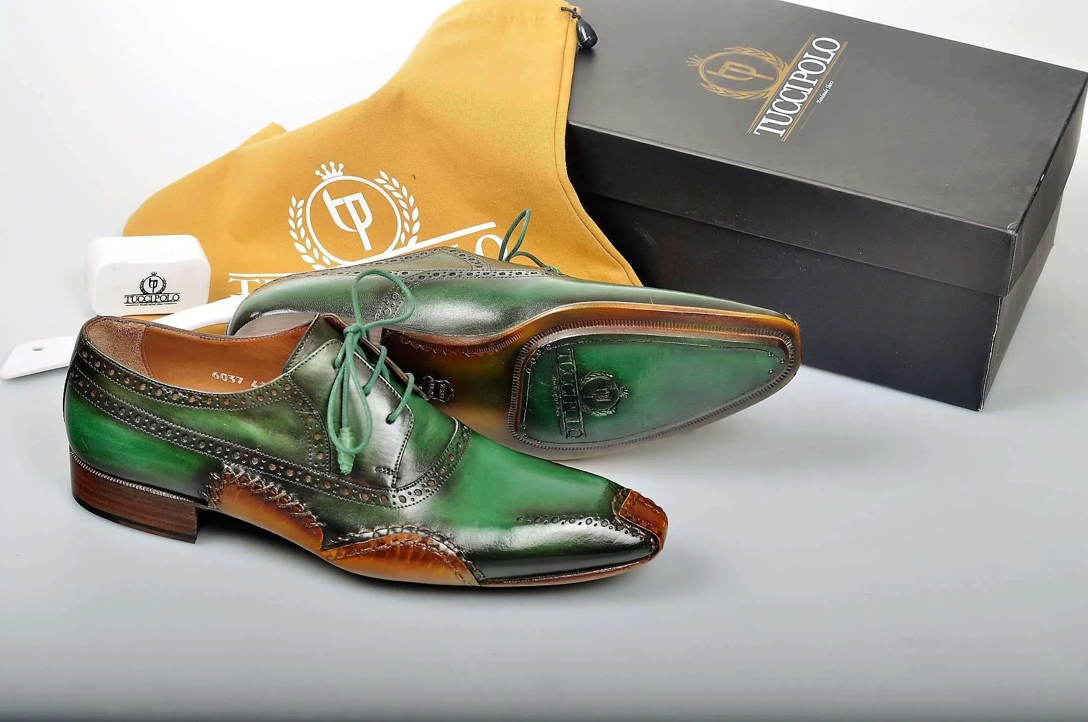 TucciPolo Special Edition Greenish Mens Prestigiously Handcrafted Luxury Italian Leather Shoes