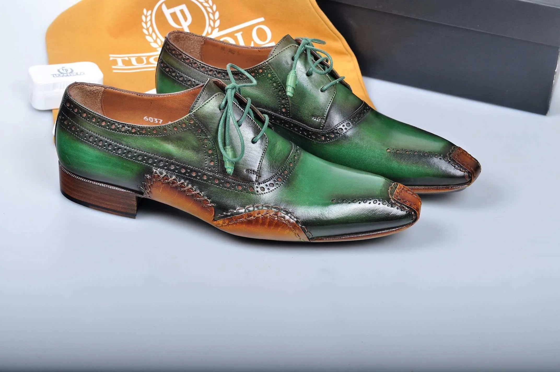 TucciPolo Special Edition Greenish Mens Prestigiously Handcrafted Luxury Italian Leather Shoes