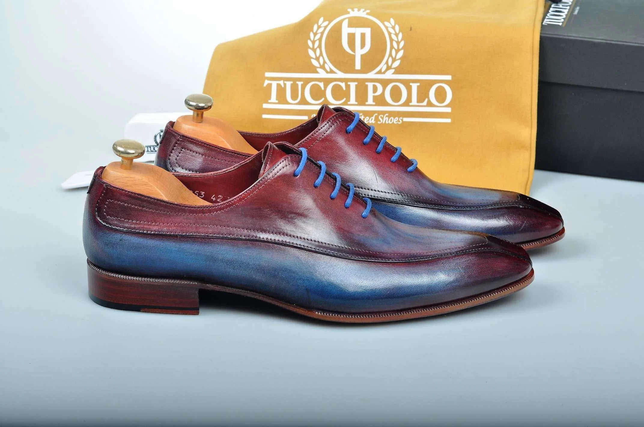 TucciPolo Special Edition Handcrafted Multi tone Luxury Italian Leather Oxford Mens Shoes