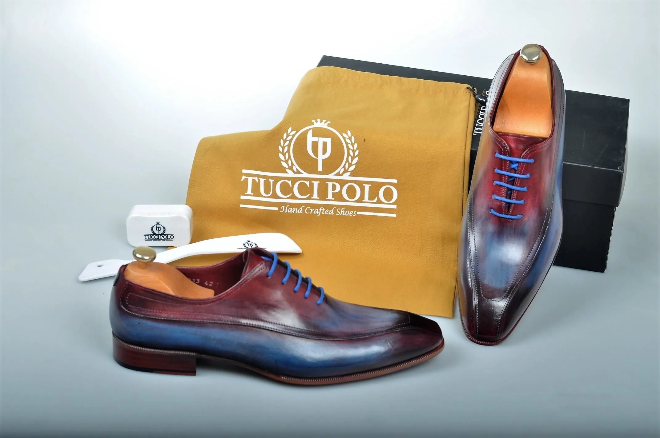 TucciPolo Special Edition Handcrafted Multi tone Luxury Italian Leather Oxford Mens Shoes