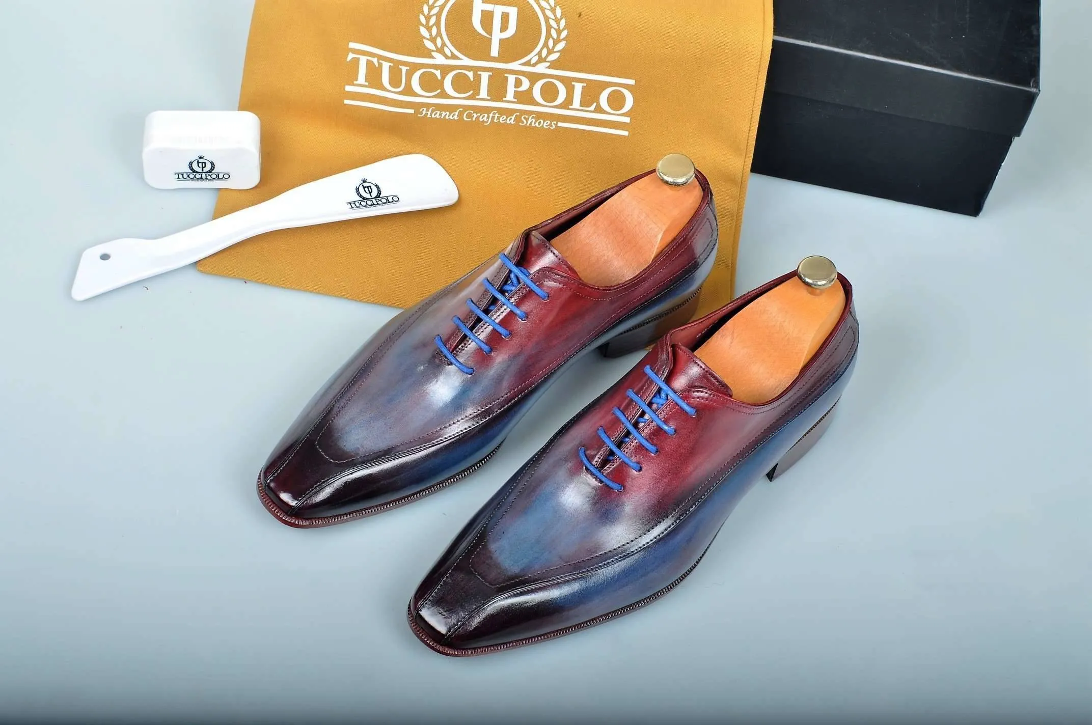 TucciPolo Special Edition Handcrafted Multi tone Luxury Italian Leather Oxford Mens Shoes