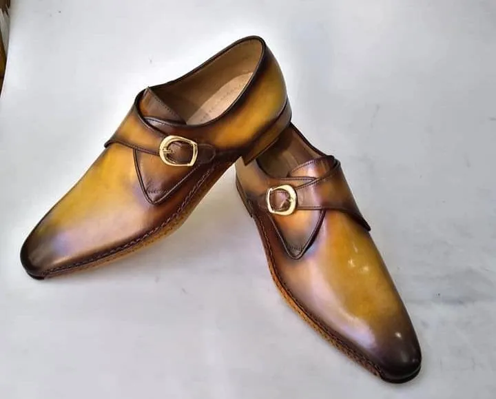 TucciPolo Special Edition Mens Prestigious Single-Buckle Designers Monkstraps Luxury Shoes