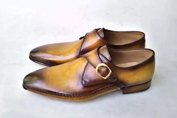 TucciPolo Special Edition Mens Prestigious Single-Buckle Designers Monkstraps Luxury Shoes
