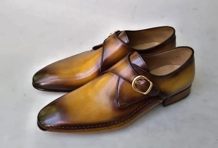 TucciPolo Special Edition Mens Prestigious Single-Buckle Designers Monkstraps Luxury Shoes
