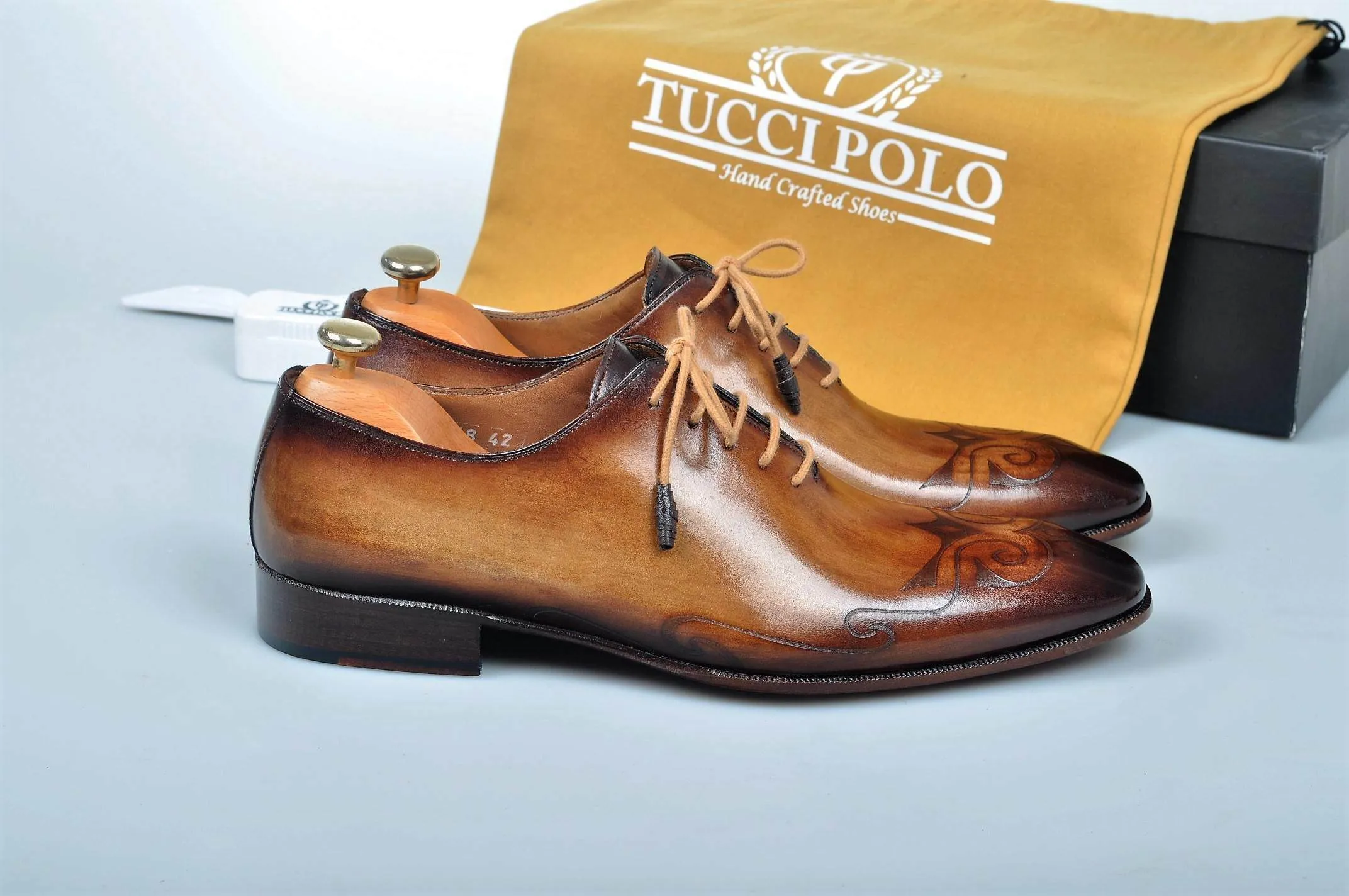 TucciPolo Special Edition Mens Prestigiously Handcrafted Brown Luxury Oxford Italian Leather Shoes
