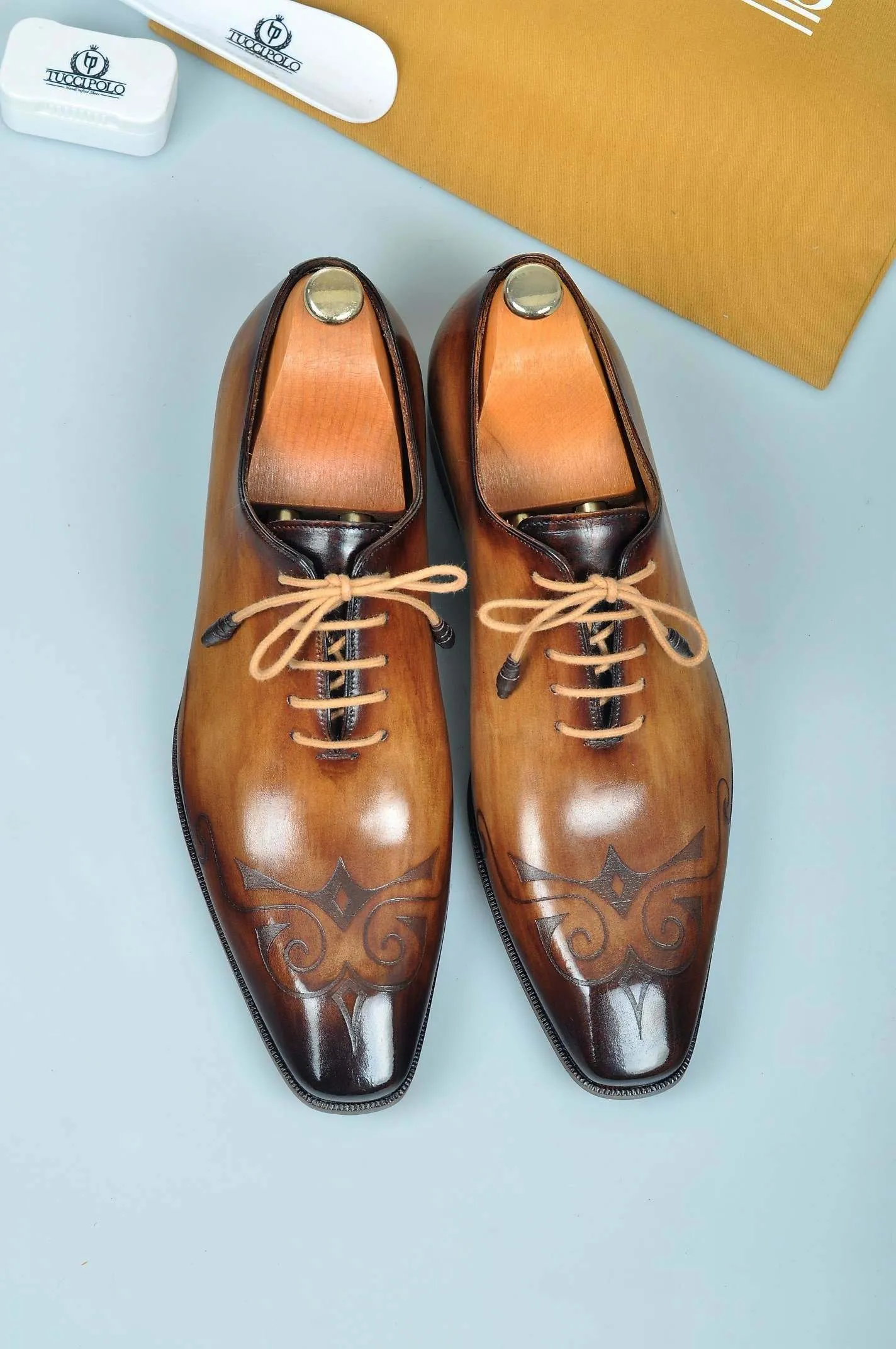 TucciPolo Special Edition Mens Prestigiously Handcrafted Brown Luxury Oxford Italian Leather Shoes