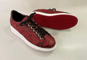 TucciPolo Special Edition Men's Sporty Handmade Red Real Python Leather Luxury Sneaker with Eva Sole