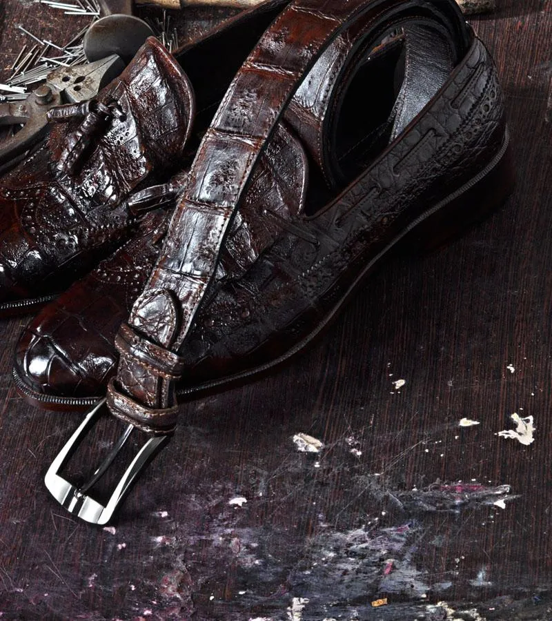 TucciPolo Troy Bespoke Mens Genuine Crocodile Leather Luxury Loafers with Tassels