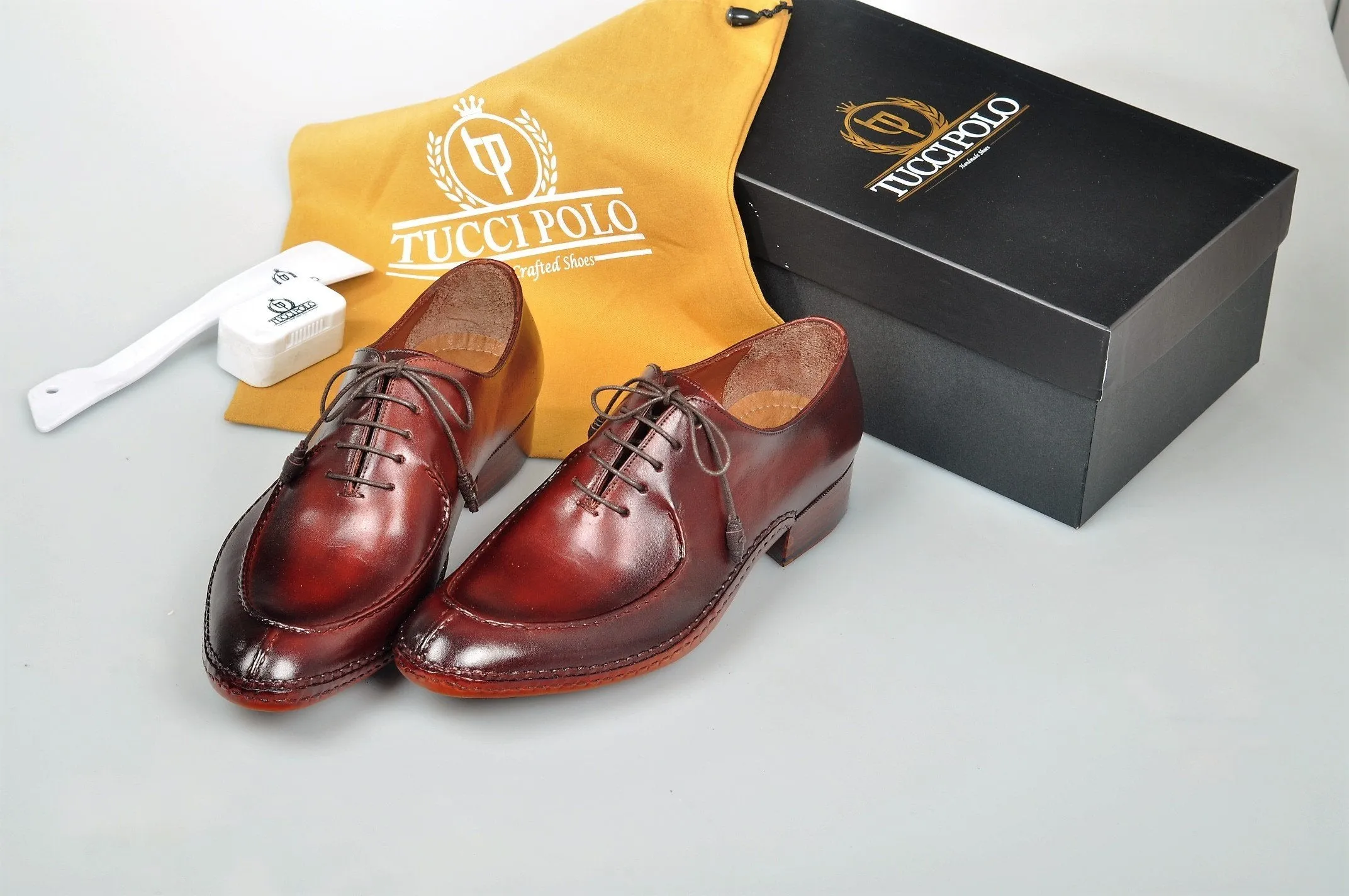 Uniquely Designed TucciPolo Brown & Prestigiously Handcrafted Oxford Mens Luxury Shoes